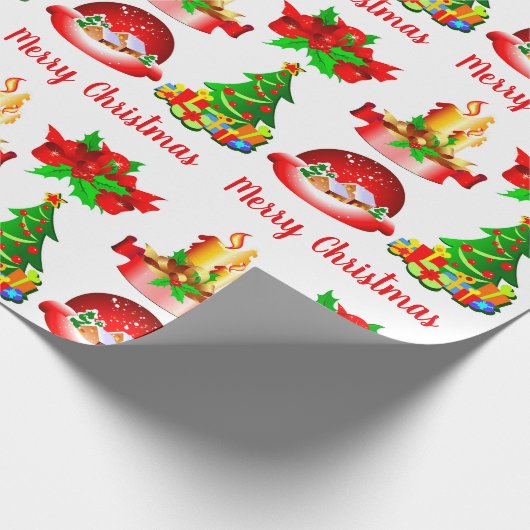 Weihnachtsbaum Candle Snow Globe & Ribbon Geschenkpapier (Ecke)