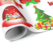 Weihnachtsbaum Candle Snow Globe & Ribbon Geschenkpapier (Rolleneckpunkt)