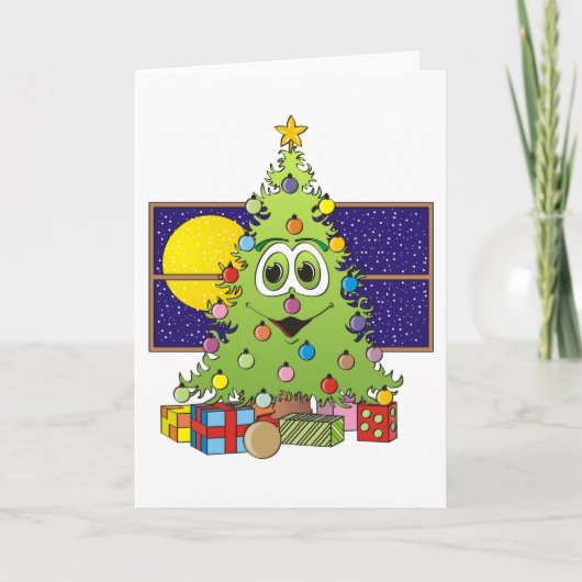 Weihnachtsbaum-Cartoon Feiertagskarte (Vorderseite)
