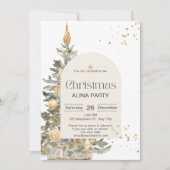 Weihnachtsbaum Classic Sparkle Green Gold Elegante Einladung (Vorderseite)