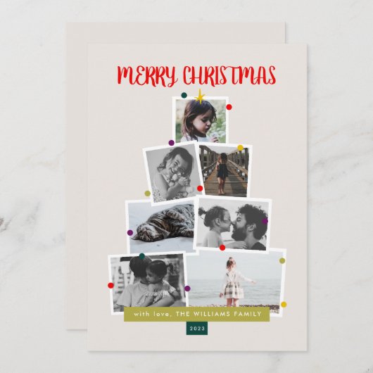 Weihnachtsbaum Collage Fotokarte Feiertagskarte (Vorne/Hinten)