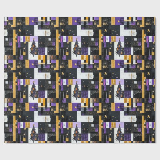 Weihnachtsbaum Collage Geschenkpapier (Flach)