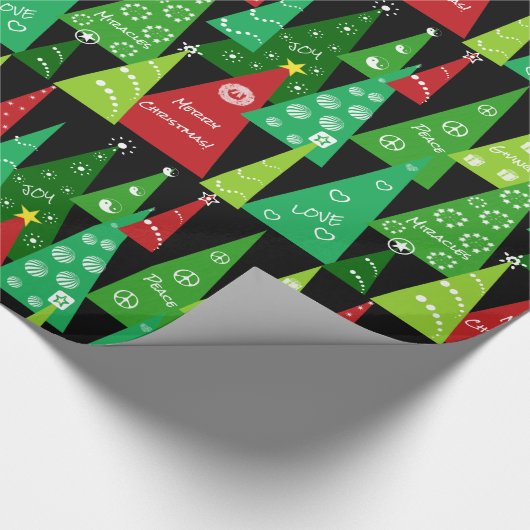 Weihnachtsbaum-Collage (schwarzer Hintergrund) Geschenkpapier (Ecke)