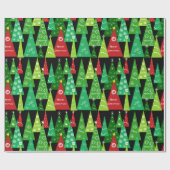 Weihnachtsbaum-Collage (schwarzer Hintergrund) Geschenkpapier (Flach)