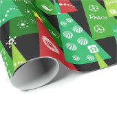 Weihnachtsbaum-Collage (schwarzer Hintergrund) Geschenkpapier (Rolleneckpunkt)