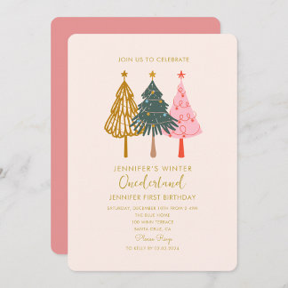 Weihnachtsbaum Colorful Onederful Baby Geburtstag Einladung