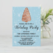 Weihnachtsbaum Cookie Holiday Party Blue Snow Einladung (Stehend Vorderseite)