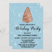 Weihnachtsbaum Cookie Holiday Party Blue Snow Einladung (Vorne/Hinten)