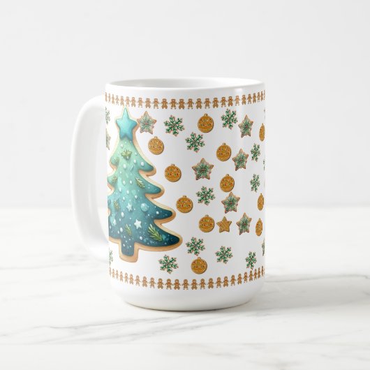 Weihnachtsbaum-Cookie-Tasse Kaffeetasse (Vorderseite Links)