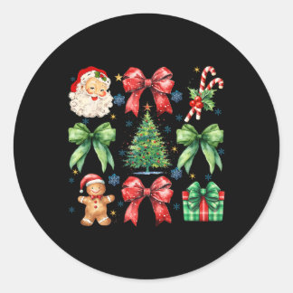 Weihnachtsbaum Coquette Bow Santa Claus Candy Runder Aufkleber