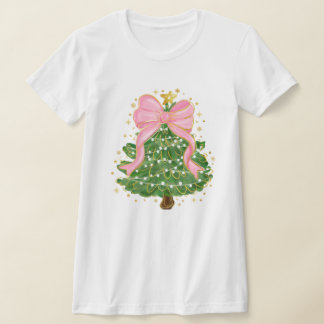 Weihnachtsbaum Coquette Pink Bow Holiday T - Shirt