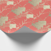 Weihnachtsbaum Coral Candy Gold Extravaganter Glit Geschenkpapier (Ecke)