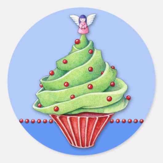 Weihnachtsbaum Cupcake blue2 Aufkleber (Vorderseite)