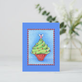 Weihnachtsbaum Cupcake Blue Postcard Feiertagspostkarte (Stehend Vorderseite)