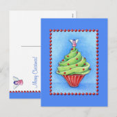 Weihnachtsbaum Cupcake Blue Postcard Feiertagspostkarte (Vorne/Hinten)