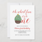 Weihnachtsbaum Cupcake Erster Geburtstag Einladung (Vorderseite)