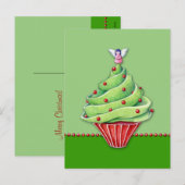 Weihnachtsbaum Cupcake grün Postkarte (Vorne/Hinten)