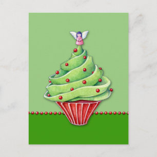 Weihnachtsbaum Cupcake grün Postkarte