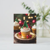 Weihnachtsbaum Cupcake Urlaub Postkarte (Stehend Vorderseite)
