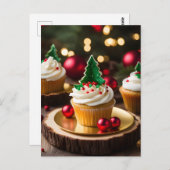 Weihnachtsbaum Cupcake Urlaub Postkarte (Vorne/Hinten)