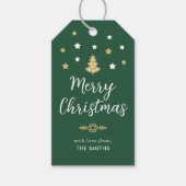Weihnachtsbaum Custom Family Name Green Geschenkanhänger (Vorderseite)