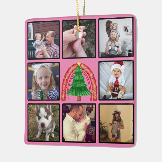 Weihnachtsbaum Custom Foto Collage Keramikornament (Links)