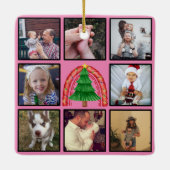 Weihnachtsbaum Custom Foto Collage Keramikornament (Rückseite)