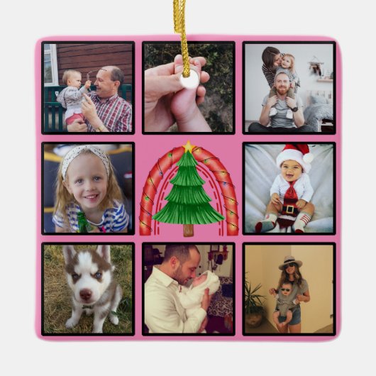 Weihnachtsbaum Custom Foto Collage Keramikornament (Vorderseite)