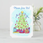 Weihnachtsbaum Custom Invitation Open House Einladung (Stehend Vorderseite)