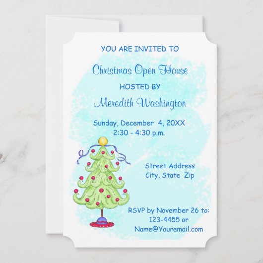 Weihnachtsbaum Custom Invitation Open House Einladung (Rückseite)