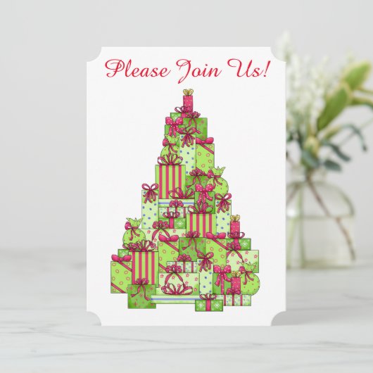 Weihnachtsbaum Custom Invitation Open House Einladung (Stehend Vorderseite)