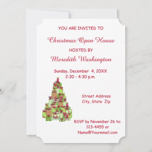 Weihnachtsbaum Custom Invitation Open House Einladung (Rückseite)