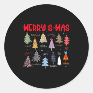 Weihnachtsbaum Cute Merry Weihnachten passende Fam Runder Aufkleber