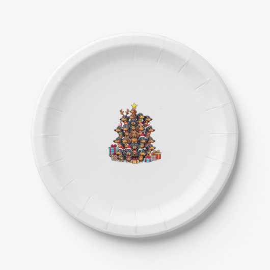 Weihnachtsbaum Dackel Wurst Hund Dackeln Pappteller (Vorderseite)