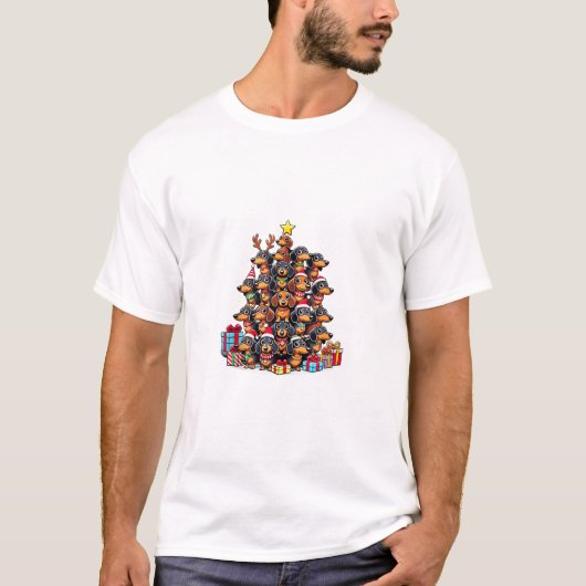 Weihnachtsbaum Dackel Wurst Hund Dackeln T-Shirt (Vorderseite)