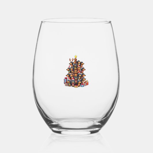Weihnachtsbaum Dackel Wurst Hund Dackeln Weinglas Ohne Stiel (Vorderseite)