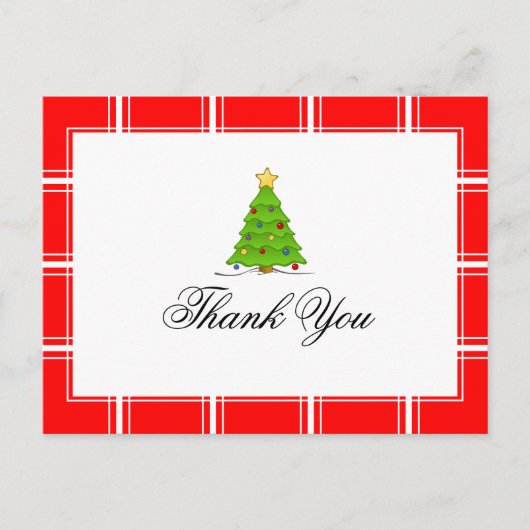 Weihnachtsbaum Danke Rot Postkarte (Vorderseite)
