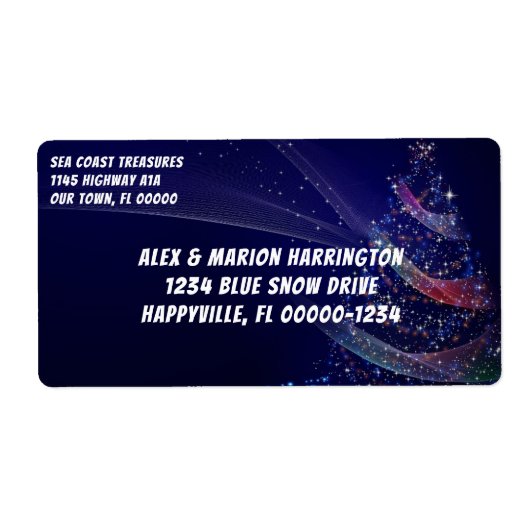 Weihnachtsbaum Dark Blue Shipping Labels (Vorne)