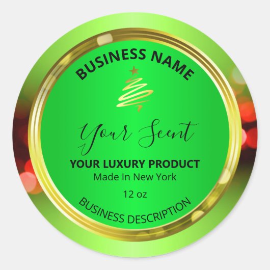 Weihnachtsbaum Decal Green Red Product Labels Runder Aufkleber (Vorderseite)