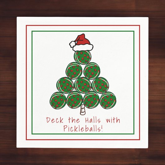 Weihnachtsbaum Deck die Hallen mit Pickleballs Serviette
