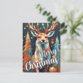 Weihnachtsbaum Deer Gruß Postkarte (Stehend Vorderseite)