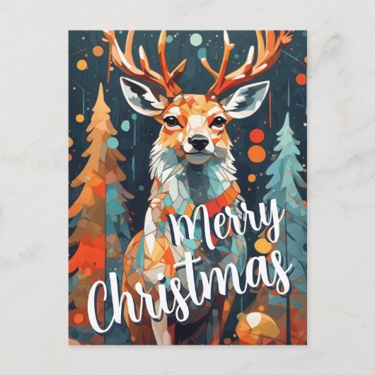 Weihnachtsbaum Deer Gruß Postkarte (Vorderseite)