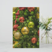 Weihnachtsbaum dekoriert briefpapier (Stehend Vorderseite)