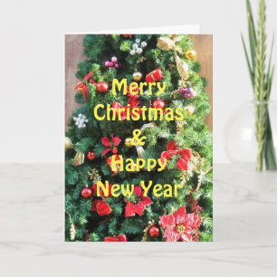 Weihnachtsbaum dekoriert feiertagskarte