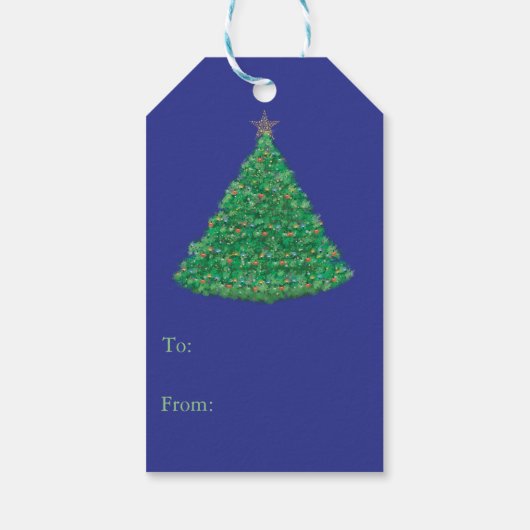 Weihnachtsbaum dekoriert geschenkanhänger (Rückseite)