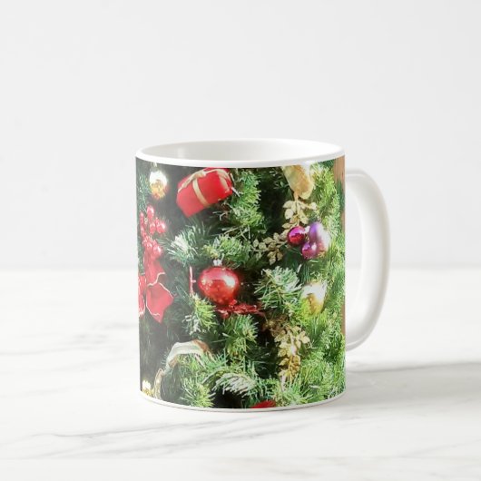 Weihnachtsbaum dekoriert kaffeetasse (VorderseiteRechts)