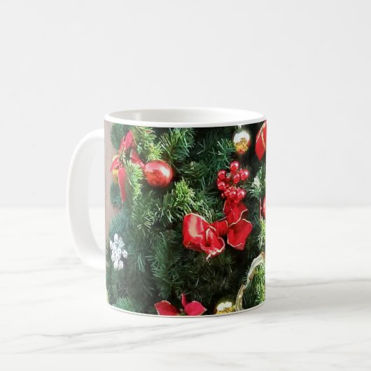 Weihnachtsbaum dekoriert kaffeetasse (Vorderseite Links)