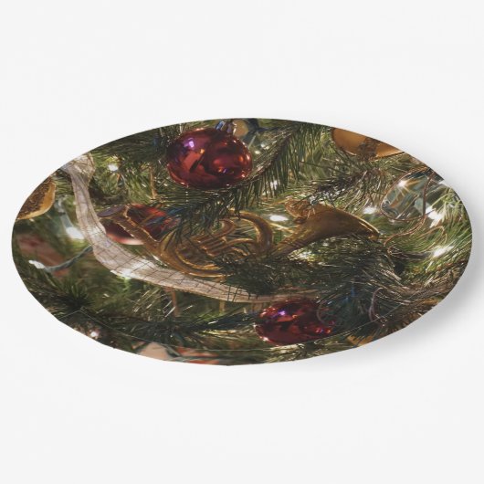 Weihnachtsbaum dekoriert pappteller (Schrägansicht)