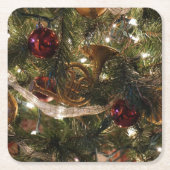 Weihnachtsbaum dekoriert rechteckiger pappuntersetzer (Vorderseite)