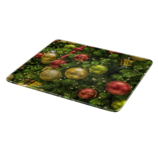 Weihnachtsbaum dekoriert schneidebrett (Ecke)